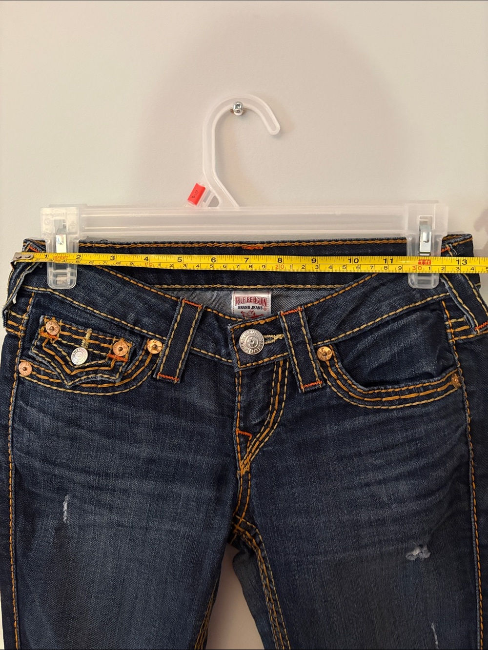True Religion Women’s Skinny Jeans - Dark Indigo with Contrast Stitching - Picture 5 of 9
